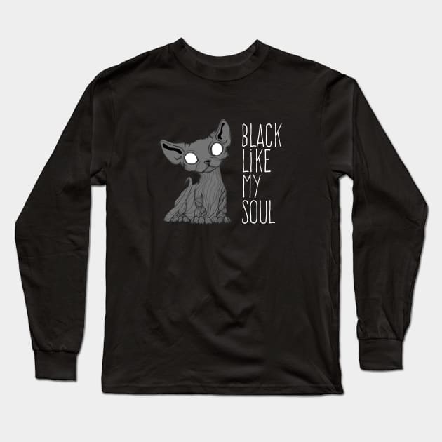 Black like my soul Kitten Long Sleeve T-Shirt by Jess Adams